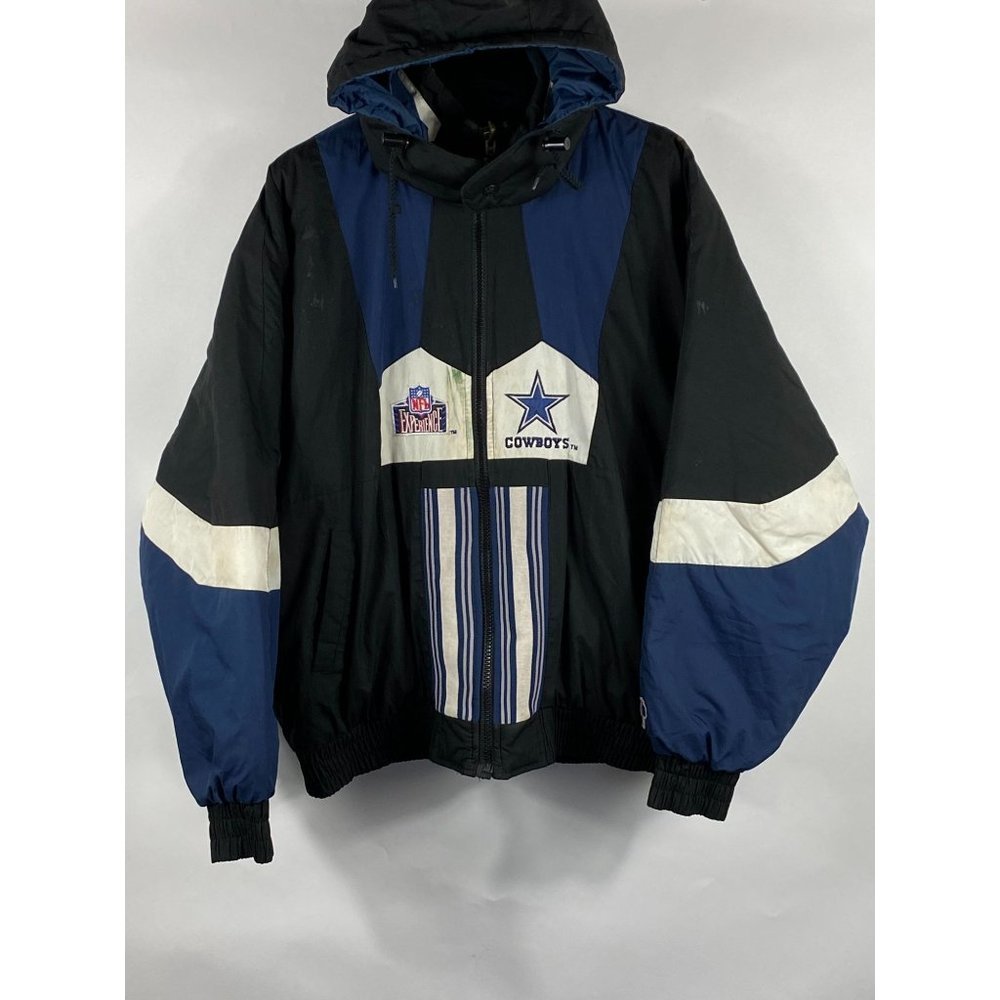 VTG Pro Player Dallas Cowboys Reversible Detachable Hood Puffer Jacket XL D181